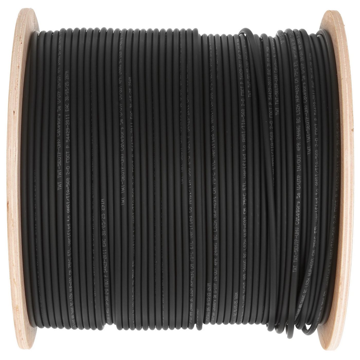 картинка Кабель UTP Lanmaster Cat5e, 305м (бухта) 4 пары 24AWG LSZH универс. черный Катушка (TWT-5EUTP-UNV) от магазина КомпьютерЦентр