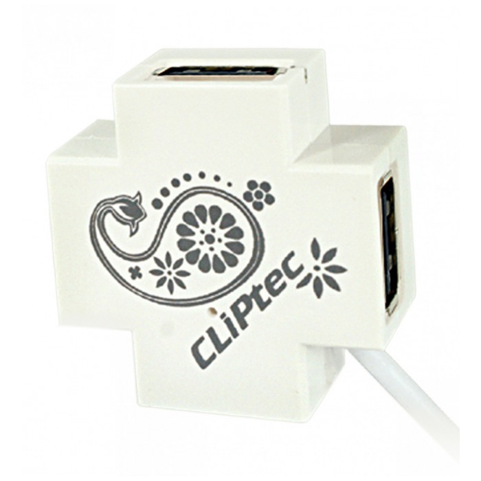 картинка HUB USB Cliptec RZH209 X-Cross White (RZH209-WH) от магазина КомпьютерЦентр