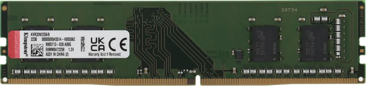 картинка DIMM DDR4 8Gb 3200MHz PC4-25600 Kingston Valueram RTL (KVR32N22S6/ 8-SP) от магазина КомпьютерЦентр