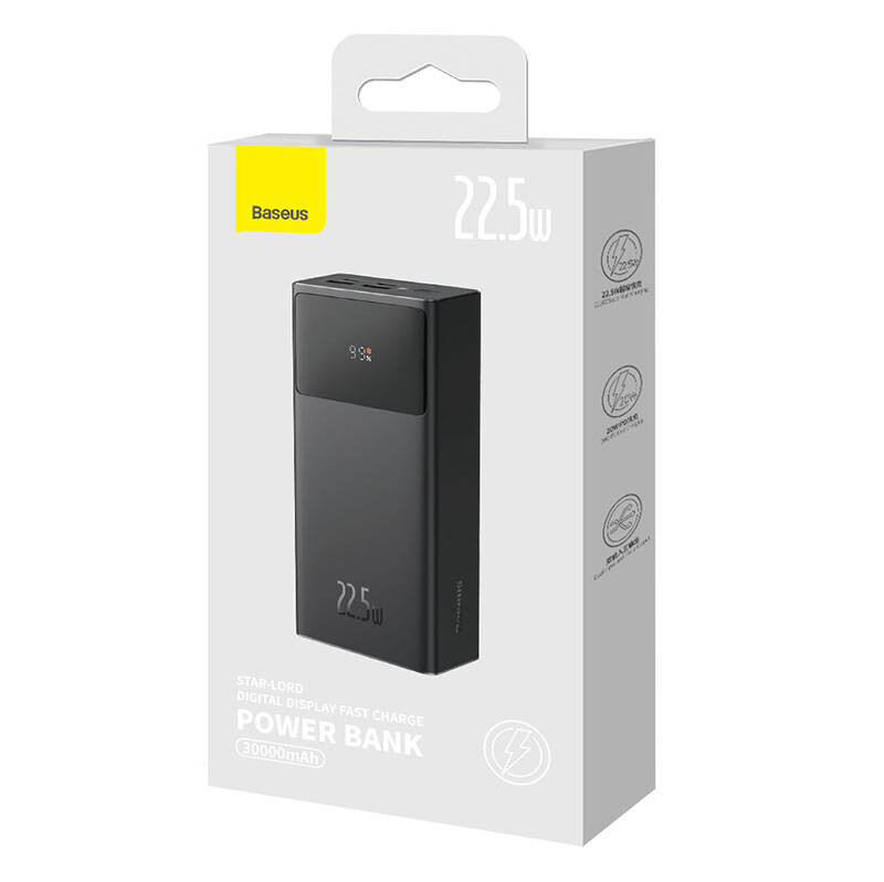 картинка Power Bank Baseus Star-Lord 30000mAh 22.5W Black (With Charging Cable USB to Type-C 3A 0.3m Black) от магазина КомпьютерЦентр