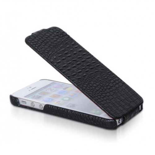 картинка Чехол Verus Crocodile Flip Case Black for iPhone 5/ 5s от магазина КомпьютерЦентр