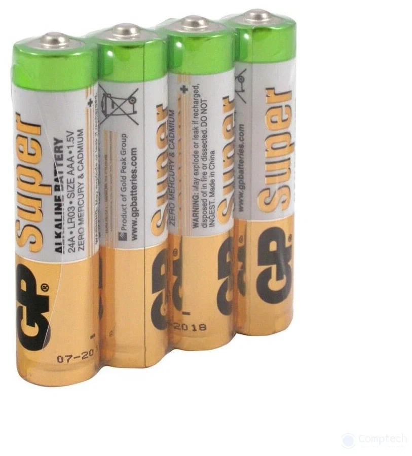 картинка Батарейки GP Super Alkaline 24ARS LR03 AAA (4шт) oem (GP 24ARS-2SB4) от магазина КомпьютерЦентр
