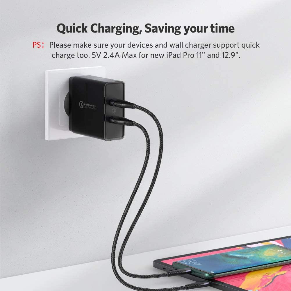 картинка Кабель Type-C 2m USB 2.0 -> Type-C оплетка Ugreen ED022 (60206) черный от магазина КомпьютерЦентр