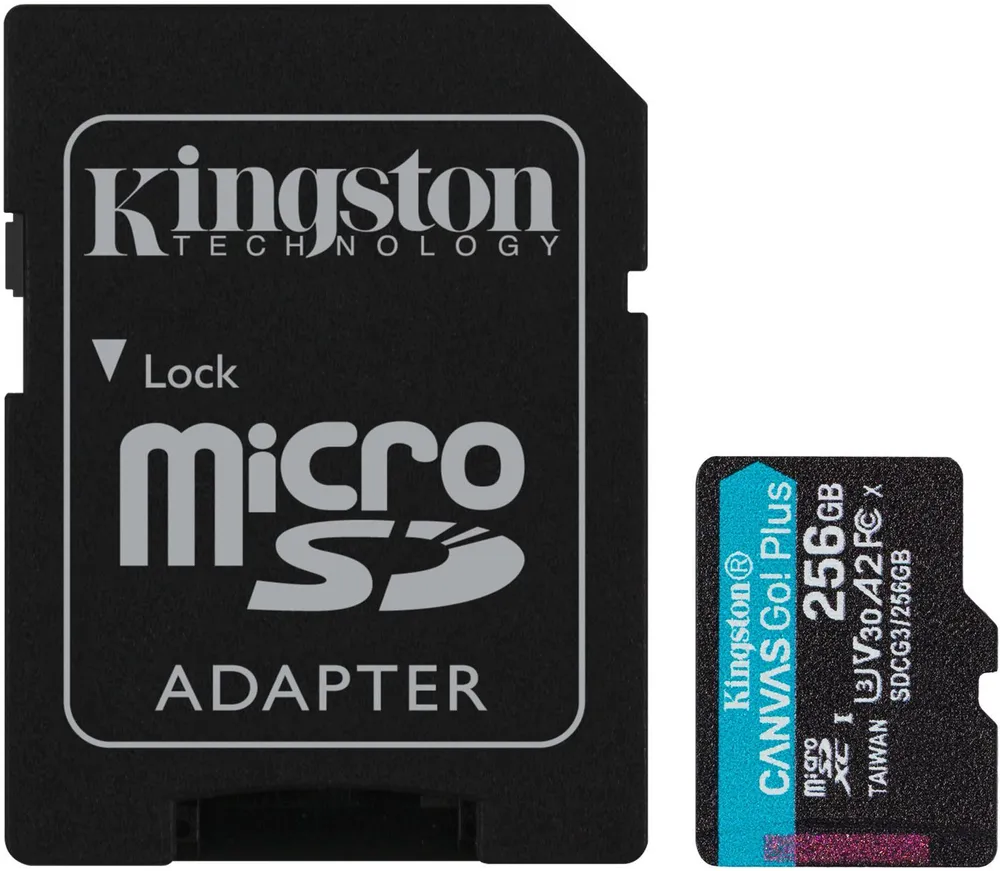 картинка Карта памяти 256Gb microSDXC Kingston, Canvas Go! Plus + adapter (SDCG3/ 256GB) от магазина КомпьютерЦентр