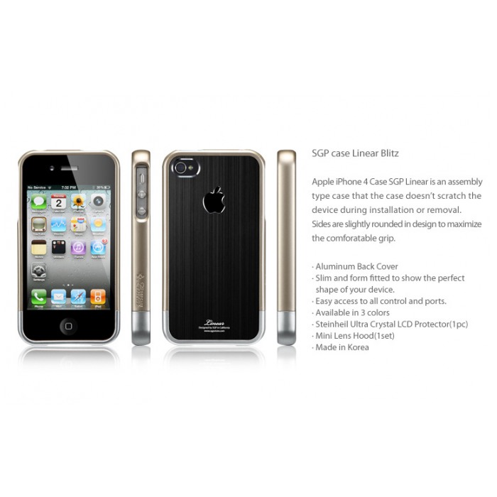 картинка Чехол SGP Case Linear ''Blitz'' Series Black for iPhone 4/ 4S (SGP08337) от магазина КомпьютерЦентр