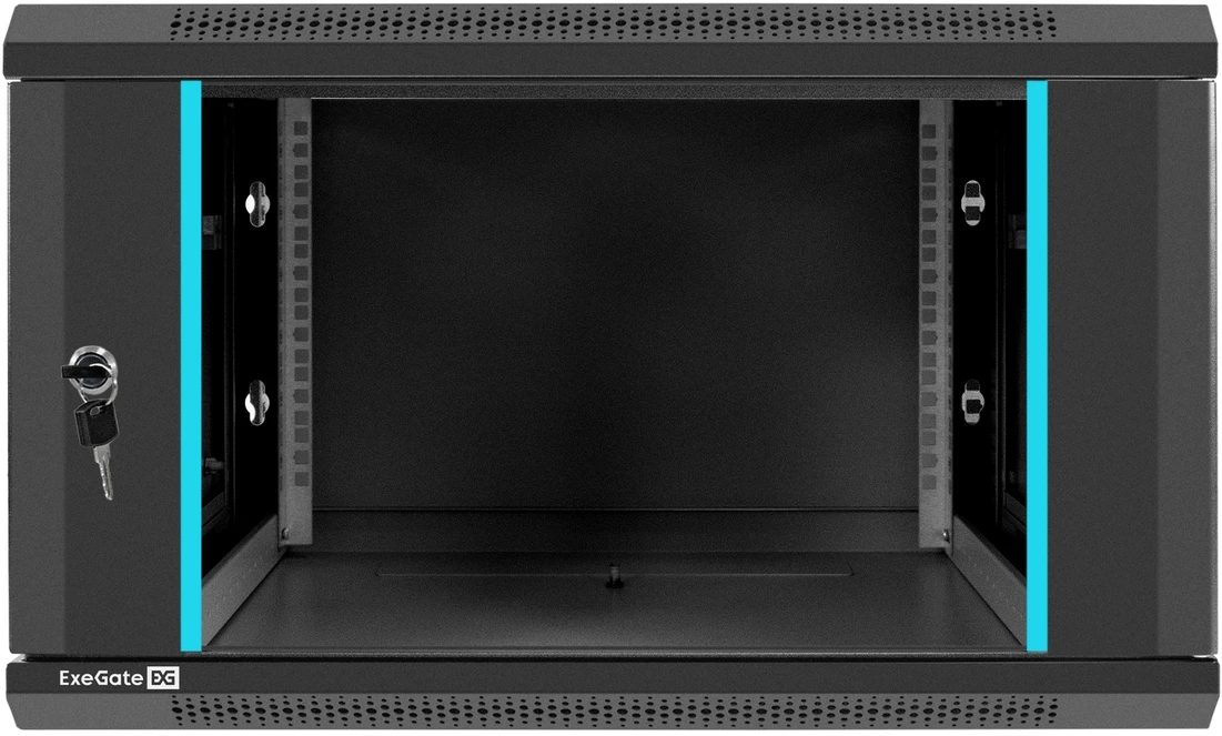картинка Шкаф телекоммуникационный 19'' настенный 6U ExeGate EC-WM-6U.600.G.BLACK 600x600x370mm, пыле- и влагозащита IP23, черный RAL 9004 от магазина КомпьютерЦентр