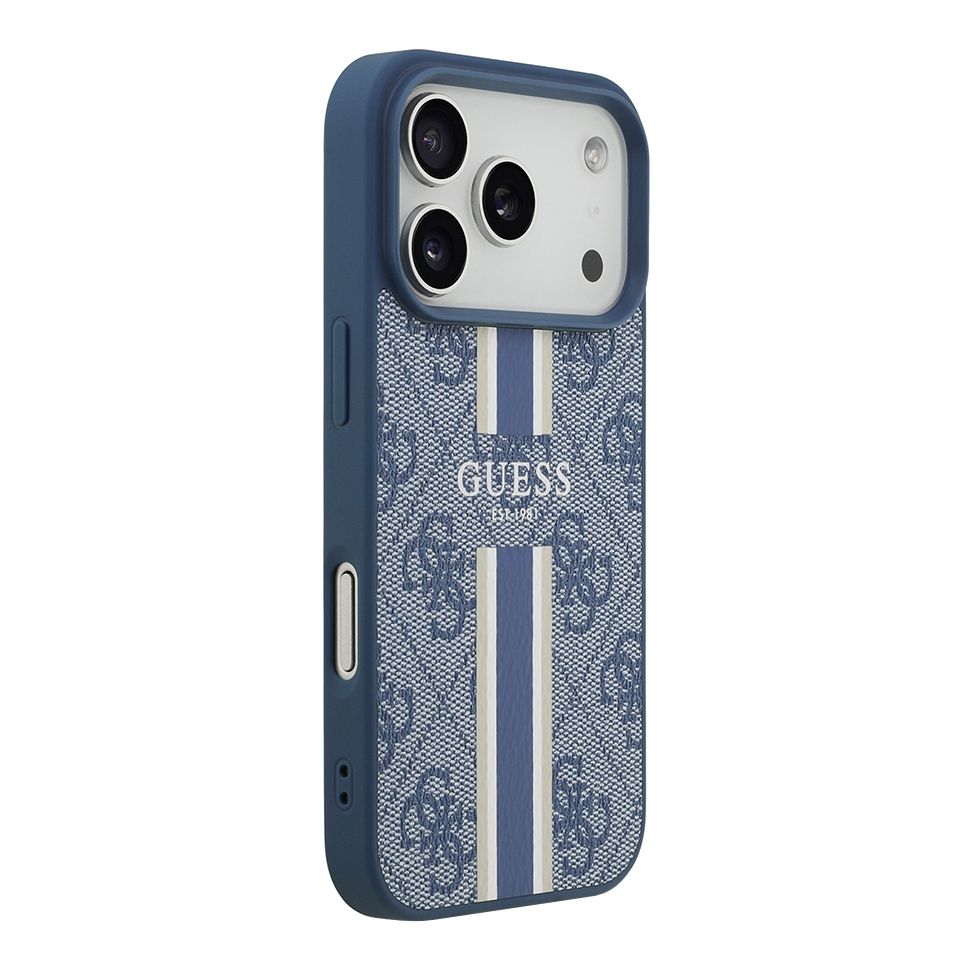 картинка Чехол Guess для iPhone 17 Pro Max PU 4G Stripes Hard Blue (MagSafe) от магазина КомпьютерЦентр