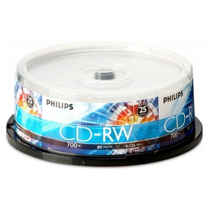 картинка Диски Philips CD-RW (80хв/ 700Мb) 12x 25 pack Cake от магазина КомпьютерЦентр