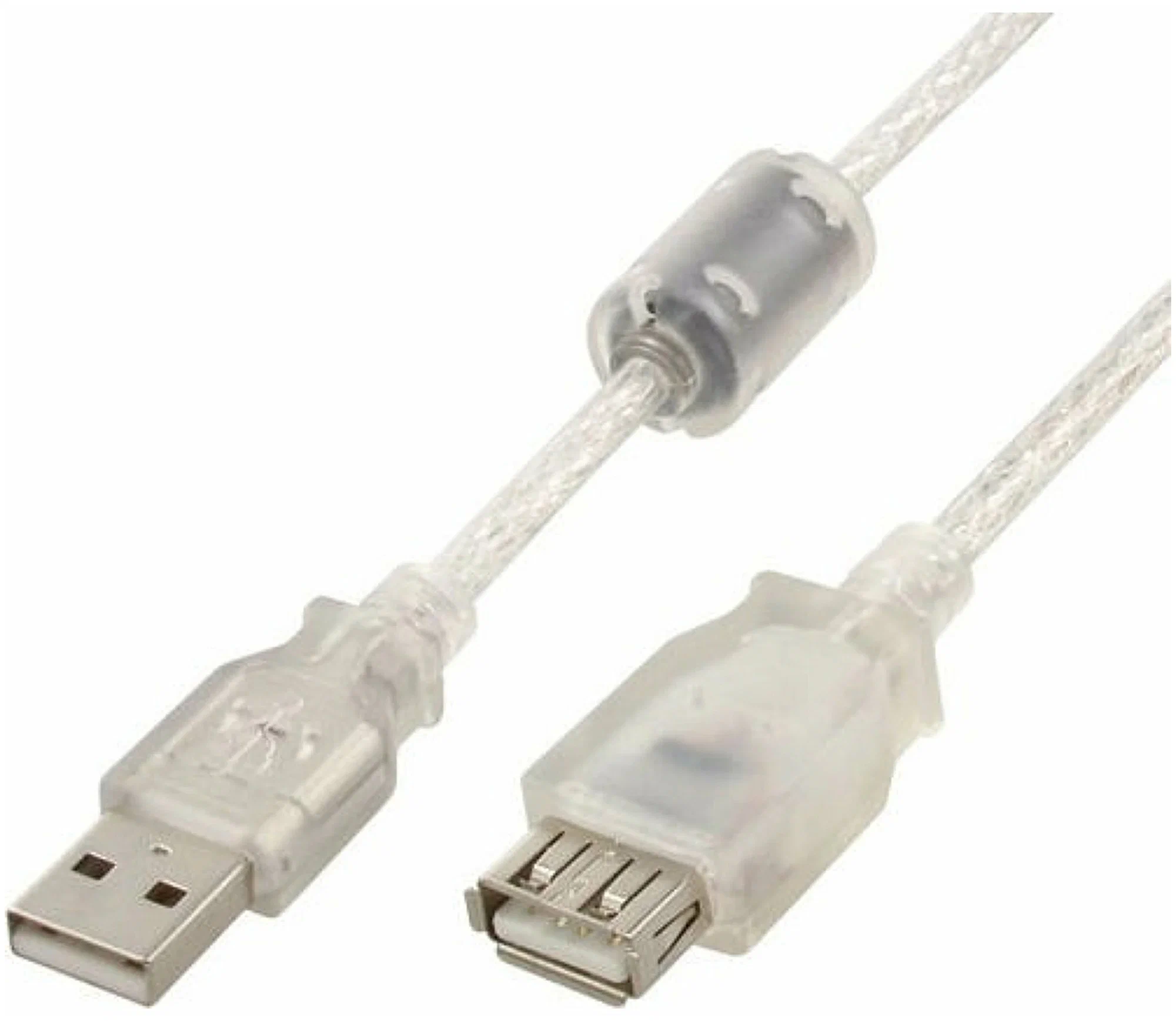 картинка Кабель USB 2.0 A->F 4.5m CCF-USB2-AMAF-TR-15, Pro Gembird/ Cablexpert, экран, феррит.кольцо, прозрачный от магазина КомпьютерЦентр