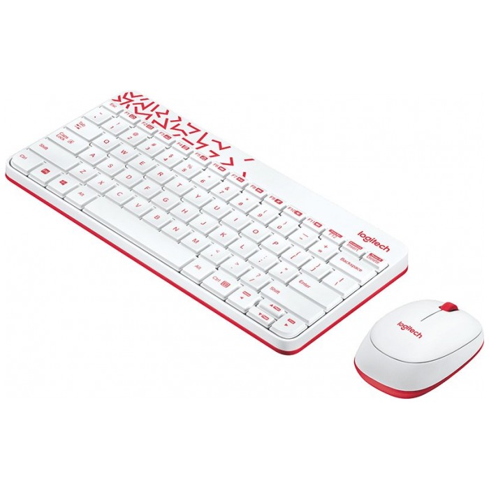картинка Клавиатура+мышь Logitech Cordless MK240 WL White/ Red (920-008212) от магазина КомпьютерЦентр