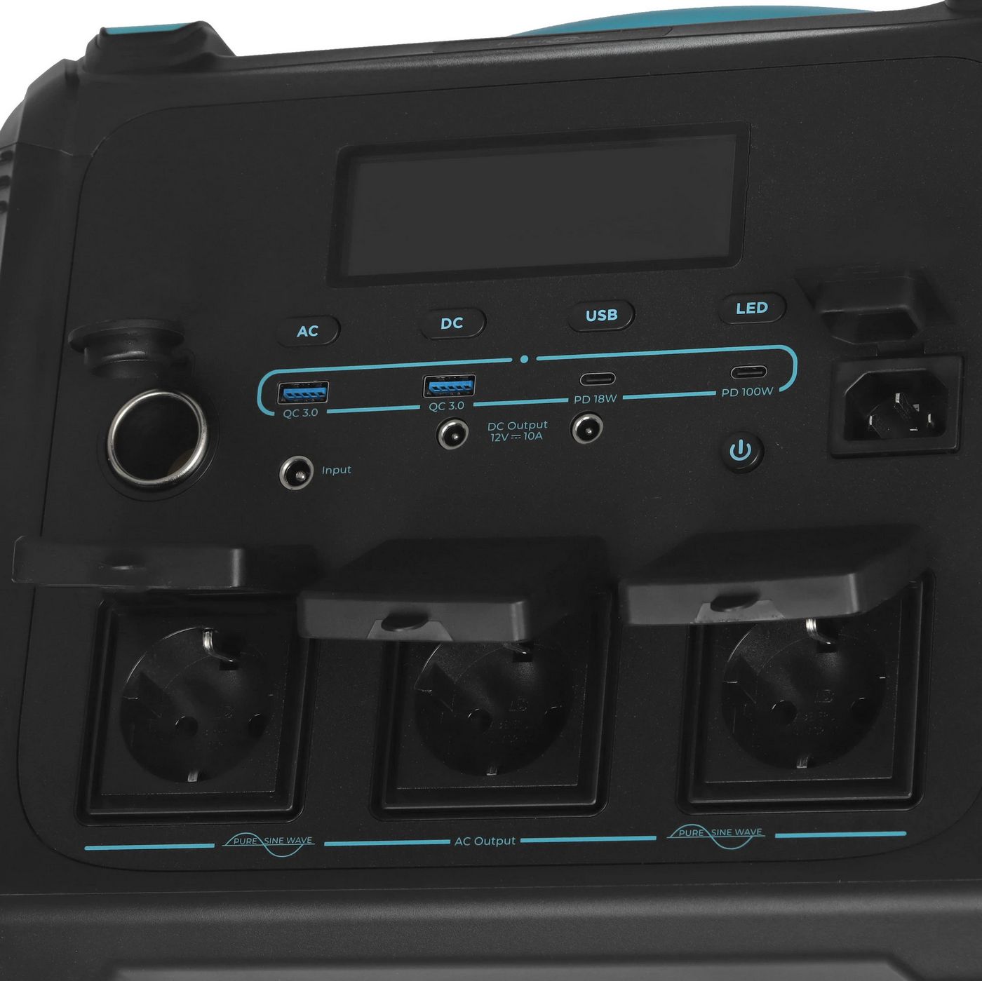картинка Портативная станция FinePower Zeus 1000 (1102,5Wh/ 2,4kW, 2xUSB-A(out), 2xUSB-C(in/ out), DC(iout) 3xAC(in/ out), MPPT, LMFP, 15 кг, черный) от магазина КомпьютерЦентр