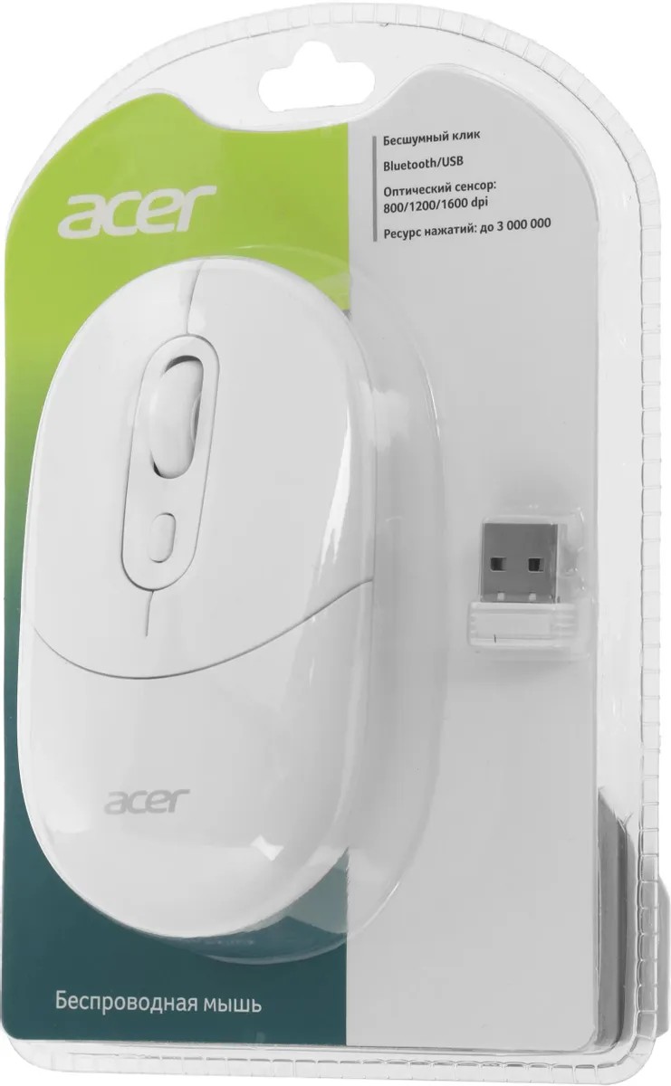 картинка Мышка Acer OMR301 беспроводная, белый (ZL.MCECC.01U) от магазина КомпьютерЦентр
