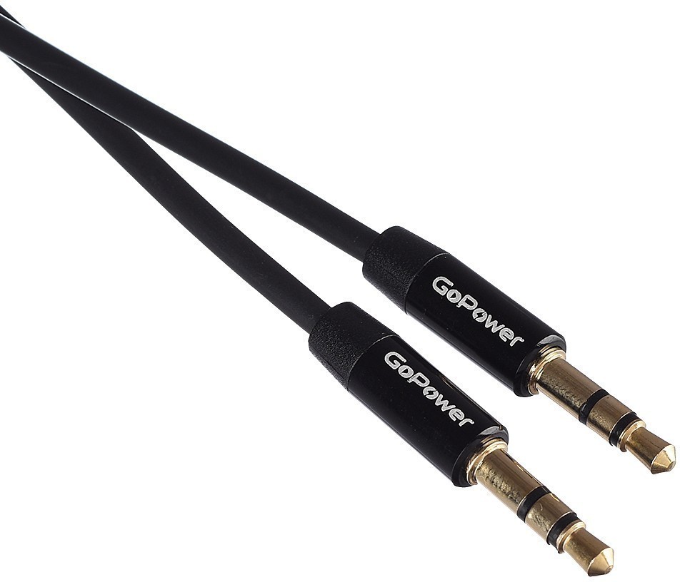 картинка Кабель AUX GoPower Jack 3.5mm (m)-Jack 3.5mm (m) 2.0м TPE черный (00-00027480) от магазина КомпьютерЦентр