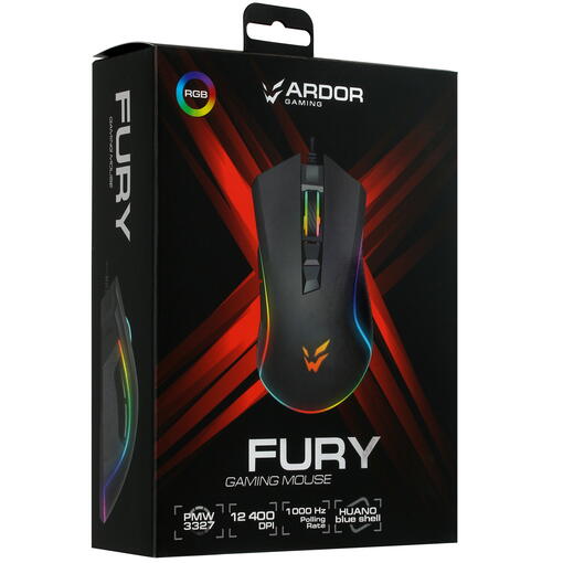 картинка Мышка проводная ARDOR GAMING Fury (ARD-FURY3327-BK), RGB Black от магазина КомпьютерЦентр