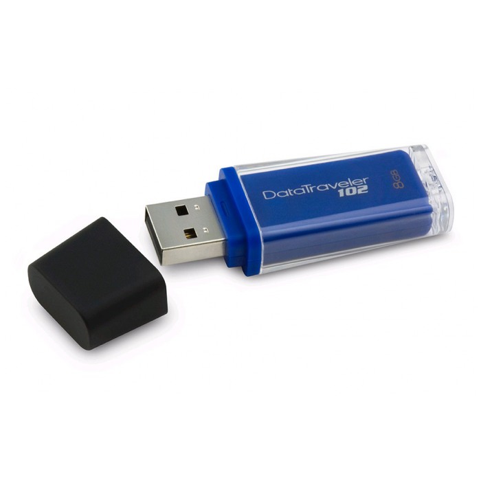 картинка Флешка USB Kingston DataTraveler 102 8Gb Cyan/Black (DT102/8GB) от магазина КомпьютерЦентр