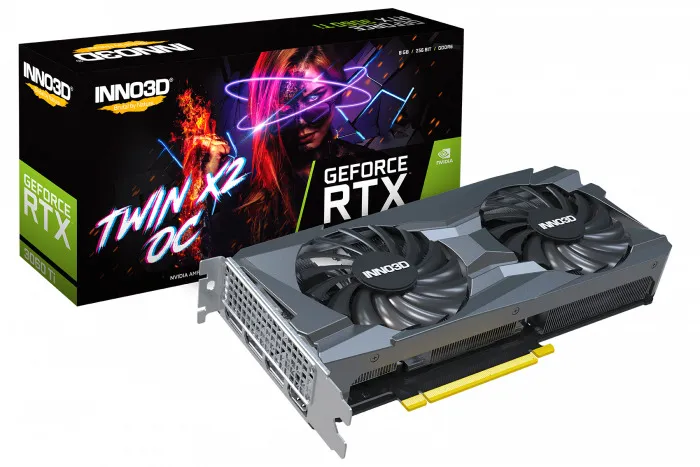 картинка Видеокарта 8Gb GDDR6 Inno3D GeForce RTX 3060 Ti 8 ГБ (N306T2-08D6X-119032DH TWIN X2 OC), LHR от магазина КомпьютерЦентр