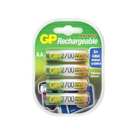 картинка Аккумулятор GP Rechargable NiMH 270AAHC AA 2700мА-г (4шт) (GP270AAHC-2DECRC4) от магазина КомпьютерЦентр
