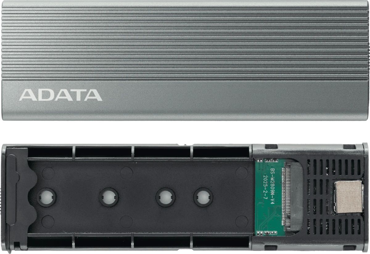 картинка Карман для HDD/ SSD AData External SSD Enclosure EC680 USB 3.2 Gen2, M.2, NVMe/ SATA, RGB, Titanium Grey, RTL (EC680-CCGY) от магазина КомпьютерЦентр