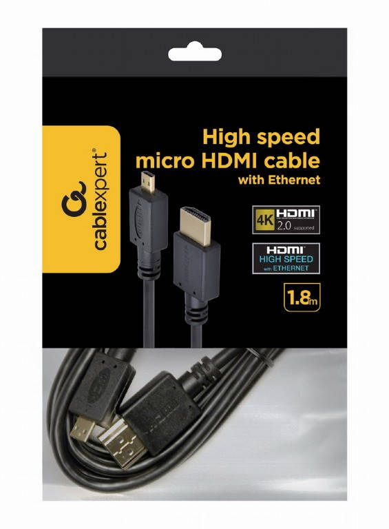 картинка Кабель HDMI-microHDMI Gembird/ Cablexpert CC-HDMID-6, 1.8м, черный, пакет от магазина КомпьютерЦентр