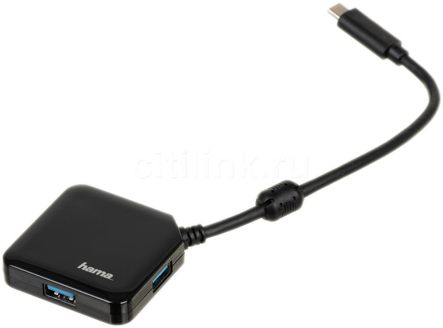 картинка HUB 4-port Hama USB-C H-200112 Black (00200112) от магазина КомпьютерЦентр