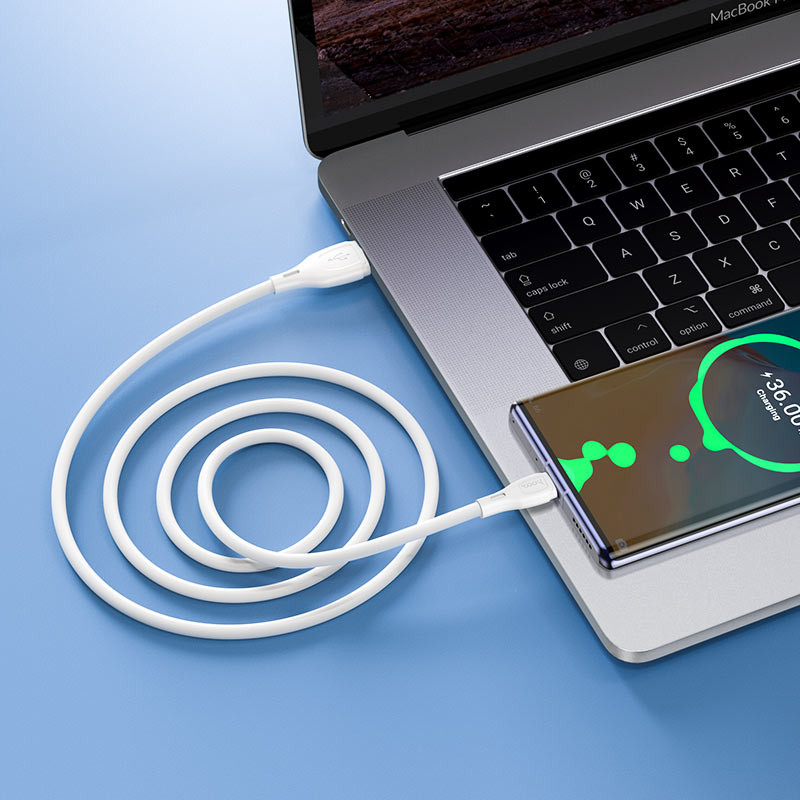 картинка Кабель HOCO X61 Ultimate silicone charging data cable USB to Type-C White от магазина КомпьютерЦентр