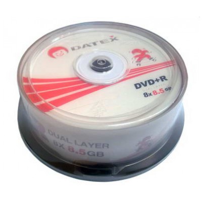 картинка Диски Datex DVD+R DL 8,5Gb 2.4x 25 pcs Cake от магазина КомпьютерЦентр
