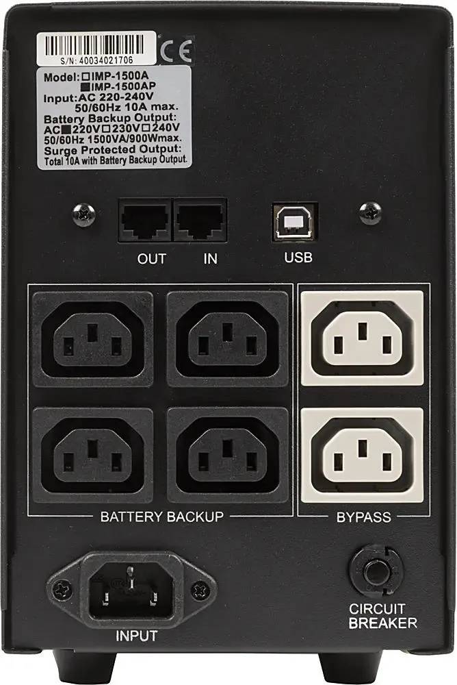 картинка ИБП Powercom Imperial IMP-1500AP, 1500VA, 900Вт, Black от магазина КомпьютерЦентр