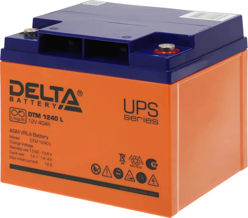 картинка Aккумулятор для ИБП Delta DTM 1240 L 12B 40Ач с увеличенным сроком службы (10 лет) от магазина КомпьютерЦентр