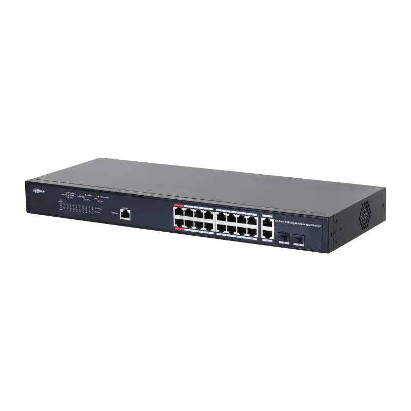 картинка Switch 16-port DAHUA DH-PFS4218-16GT-130 гигабитный, управляемый, с PoE от магазина КомпьютерЦентр