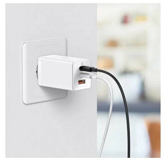 картинка СЗУ Baseus GaN5 Pro Fast Charger 2C+U 65W EU White (With Cable Type-C to Type-C 100W 1m Black) CCGP120202 от магазина КомпьютерЦентр