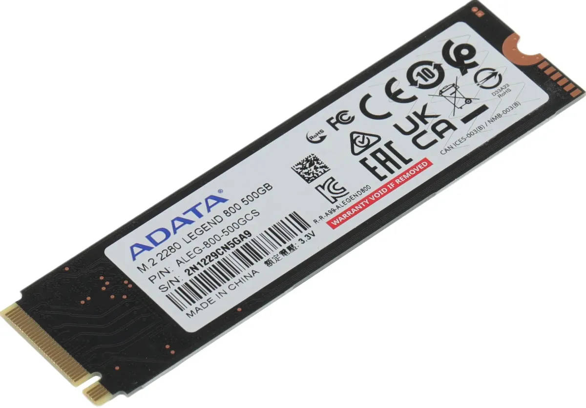 картинка SSD накопитель 500 Гб AData Legend 800 M.2 2280 (ALEG-800-500GCS) от магазина КомпьютерЦентр