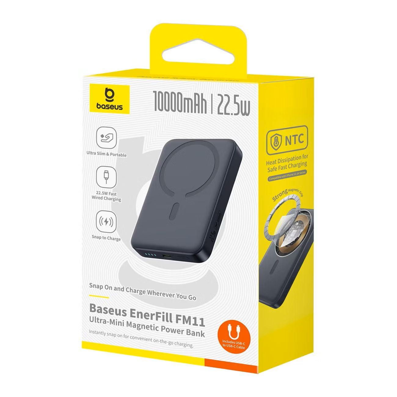 картинка Внешний аккумулятор MagSafe Baseus EnerFill FM11 10000mAh 22.5W Cosmic Black от магазина КомпьютерЦентр