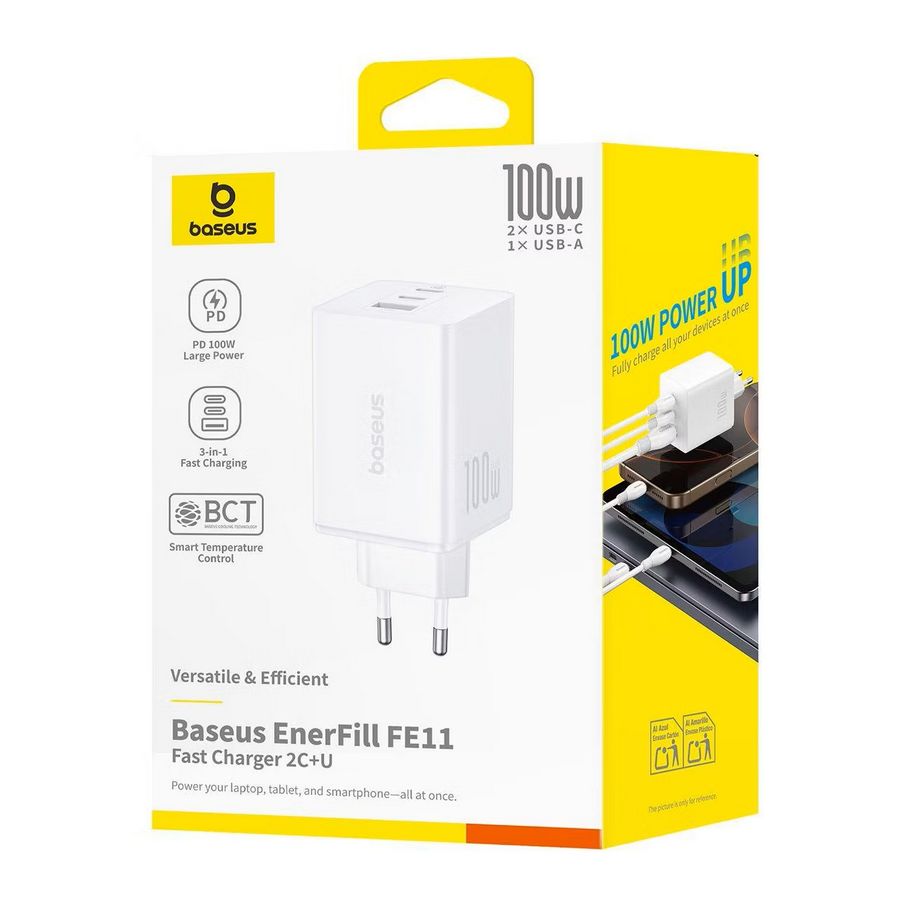 картинка СЗУ Baseus EnerFill FE11 Fast Charger 2C+U 100W Moon White от магазина КомпьютерЦентр