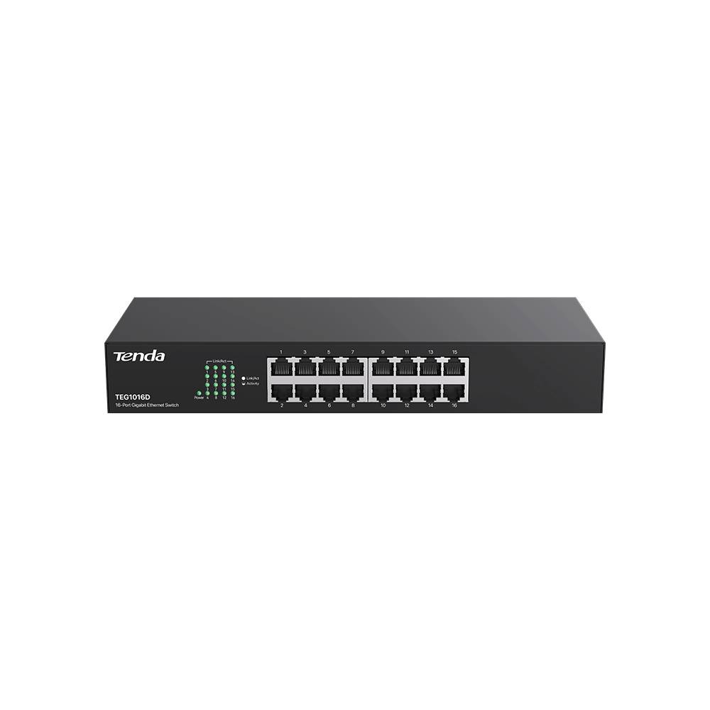 картинка Switch 16-port Tenda TEG1016D 16xGbE неуправляемый, монтируемый в стойку, настенный, настольный, 100 Мбит/ сек, 1000 Мбит/ сек, 16 port от магазина КомпьютерЦентр