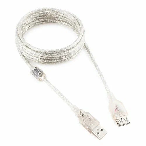 картинка Кабель USB 2.0 A->F 3m CCF-USB2-AMAF-TR-10, Pro Gembird/ Cablexpert, экран, феррит.кольцо, прозрачный от магазина КомпьютерЦентр