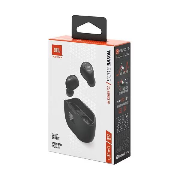 картинка Bluetooth гарнитура JBL Wave Buds черный беспроводные (JBLWBUDSBLK) от магазина КомпьютерЦентр