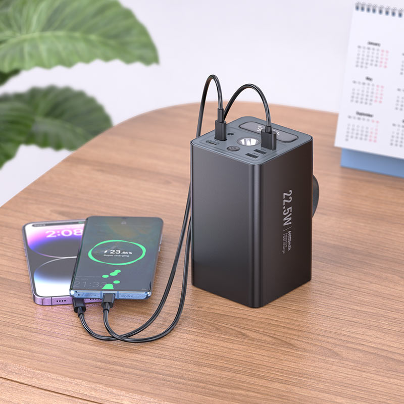 картинка Внешний аккумулятор HOCO J138 Distant 22.5W+PD20W+DC12V multi-function power bank (60000mAh) black от магазина КомпьютерЦентр