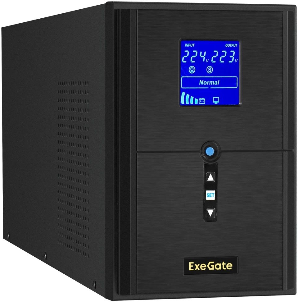 картинка Комплект ИБП EX295989RUS + батарея 33Aч EX282974RUS 2шт (инвертор, синус, для котла) ExeGate SineTower SZ-2000.LCD.AVR.3SH.1C13.USB 2000VA/ 1600W, чистый синусоида, LCD дисплей, AVR, 3*Schuko+1*C13, USB, линейно-интерактивный, Black + батарея ExeGate DT от магазина КомпьютерЦентр