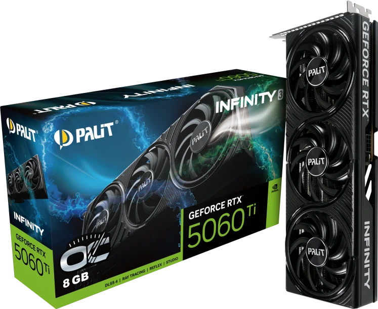 картинка Видеокарта 8Gb GDDR7 GeForce RTX 5060 Ti Infinity 3 OC Palit (NE7506TS19P1-GB2062S) от магазина КомпьютерЦентр