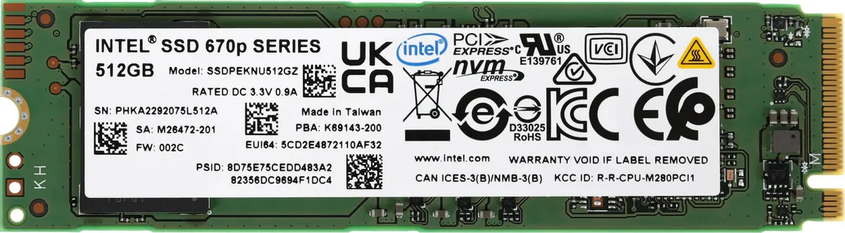 картинка SSD накопитель 500 Гб Intel PCI-E x4 QLC 670P (SSDPEKNU512GZX1) M.2 2280 от магазина КомпьютерЦентр