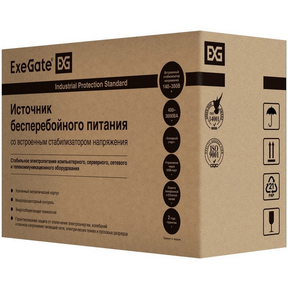 картинка ИБП ExeGate EP212518RUS Power Back UNB-1000 1000VA, Black, 4 евророзетки от магазина КомпьютерЦентр