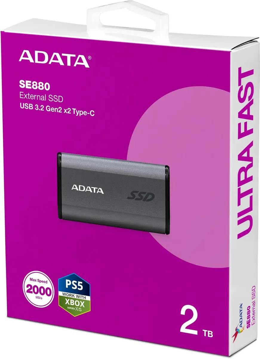 картинка SSD внешний 2Тб A-DATA External SE880 Portable, Gray (AELI-SE880-2TCGY) от магазина КомпьютерЦентр