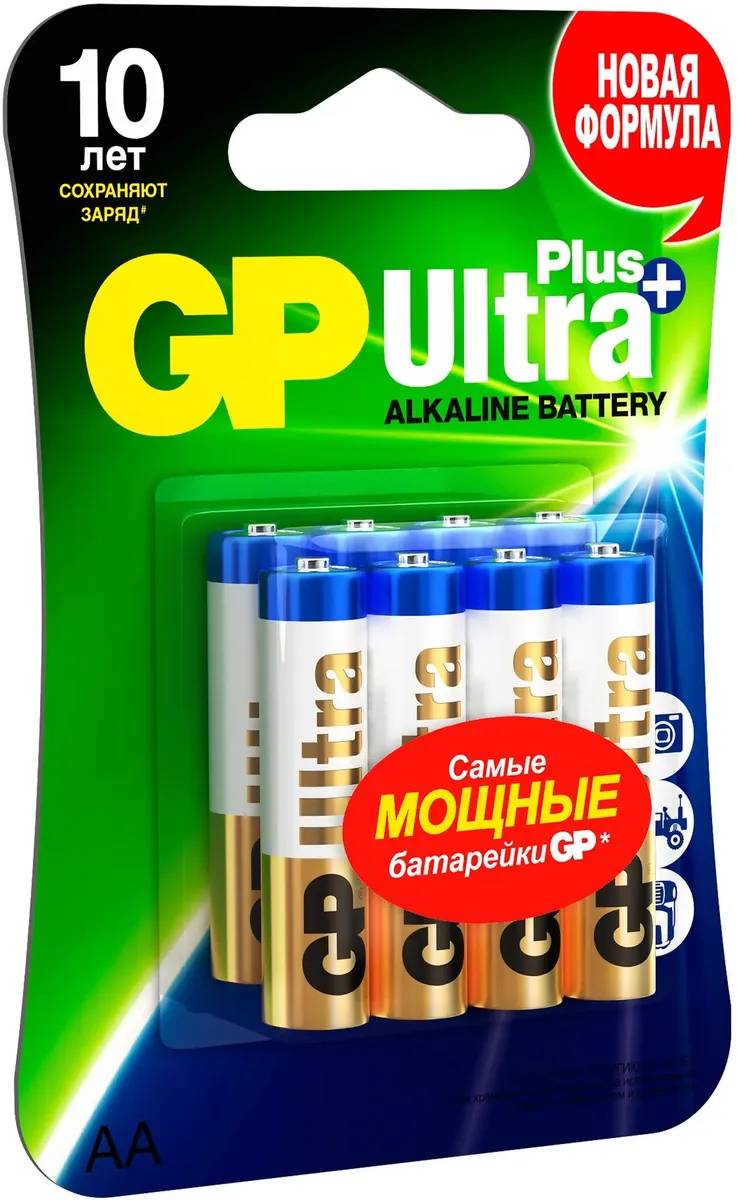 картинка Батарейки GP Ultra Plus Alkaline 24AUP AAA (8шт) блистер (GP 24AUP-2CR8) от магазина КомпьютерЦентр