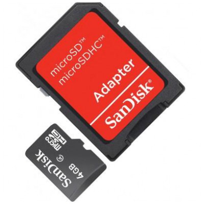 картинка Карта памяти SanDisk 4Gb microSD + SD адаптер (SDSDQM-004G-B35A) от магазина КомпьютерЦентр