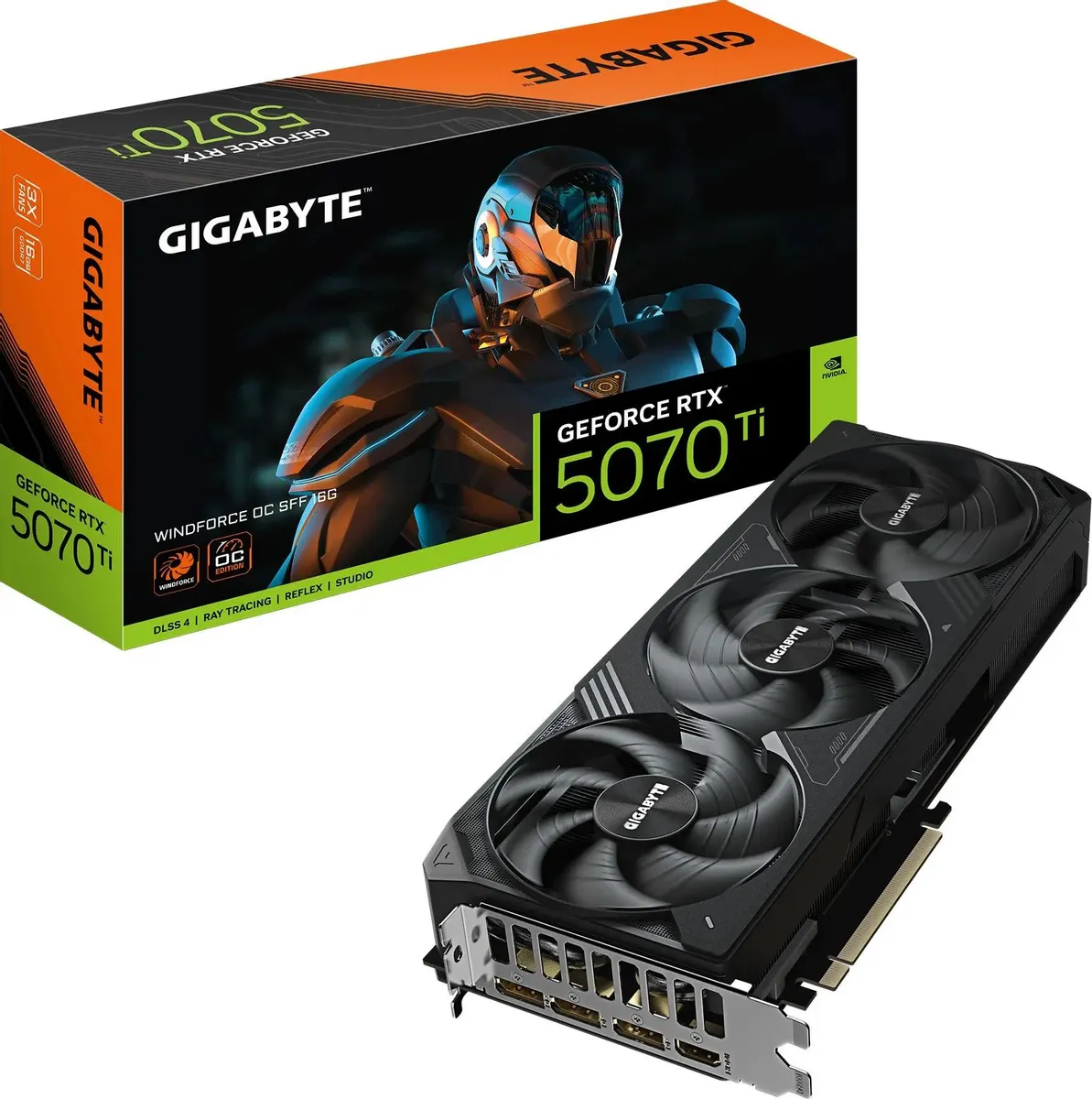 картинка Видеокарта 16Gb GDDR7 GeForce RTX 5070 Ti Gigabyte WINDFORCE OC SFF; PCI-E 5.0; 256 bit; 2497/ 28000; DPх3, HDMIх1; 3 FAN (GV-N507TWF3OC-16GD) от магазина КомпьютерЦентр