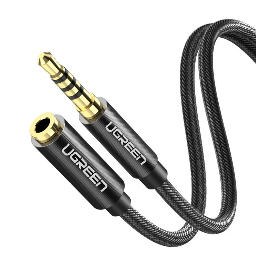 картинка Кабель аудио удлинитель jack 3.5mm Ugreen M/ F оплетка 2м Black (60847) от магазина КомпьютерЦентр