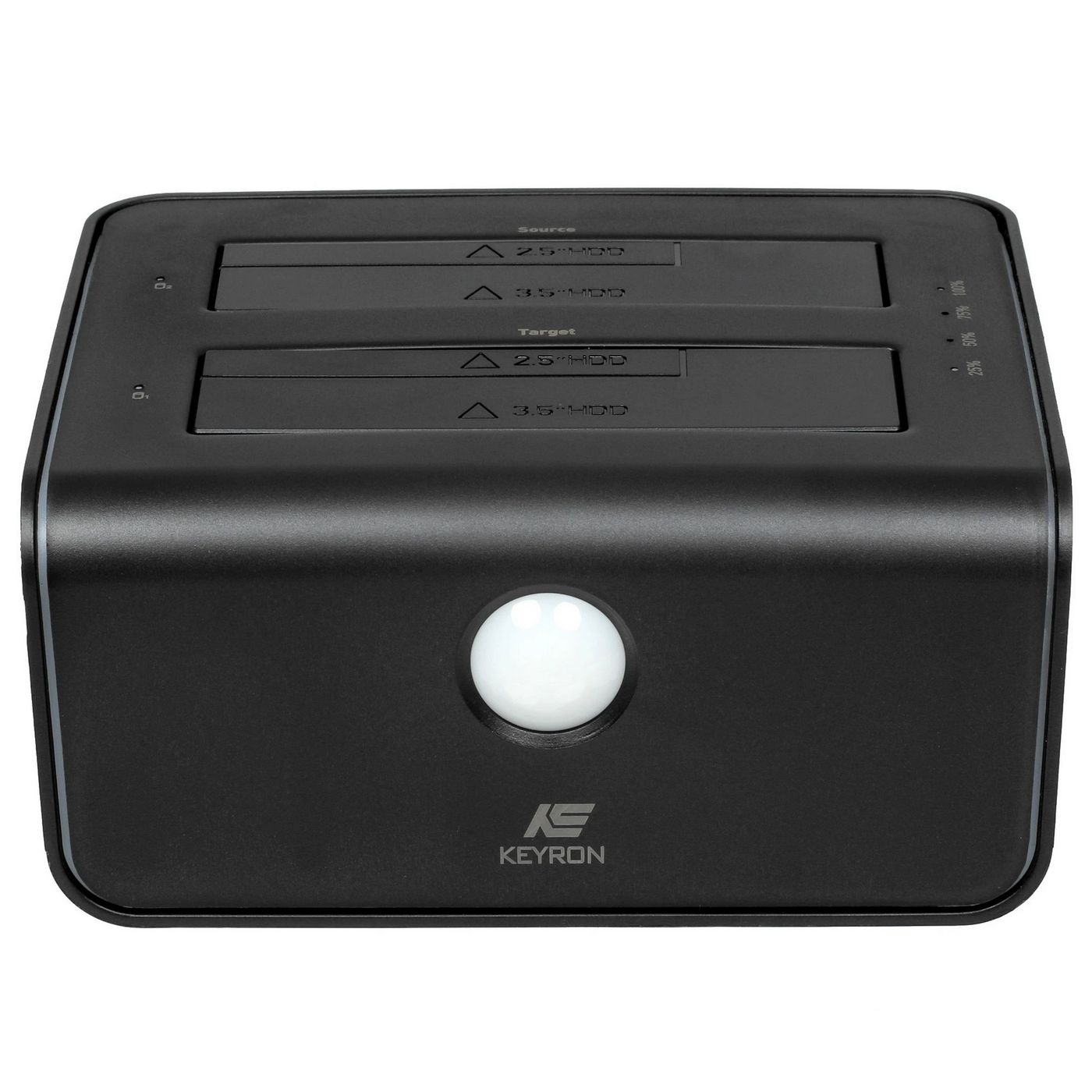 картинка Док-станция 2,5''/ 3,5'' Keyron (8828C3-C) Type-A/  Type-C, металл, черный, RGB, 2HDD+Clone от магазина КомпьютерЦентр
