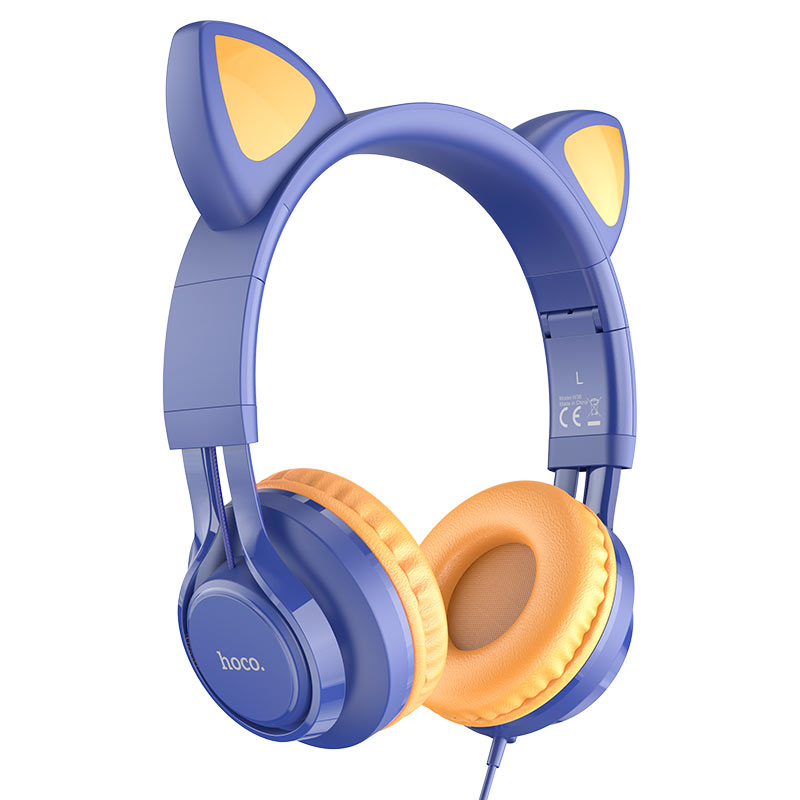 картинка Гарнитура Hoco W36 Cat ear headphones with mic midnight blue от магазина КомпьютерЦентр