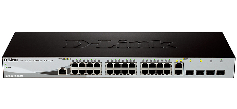 картинка Switch 24-port D-Link DES-1210-28/ ME/ B3B 24x100Mb 2SFP управляемый от магазина КомпьютерЦентр