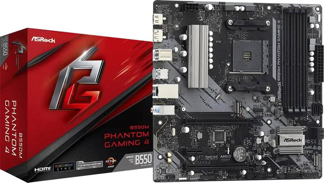 картинка Материнская плата ASRock B550M PHANTOM GAMING 4 Soc-AM4 от магазина КомпьютерЦентр